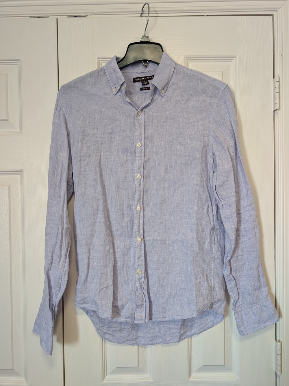 Michael Kors Pale Blue Linen Button-Down Shirt